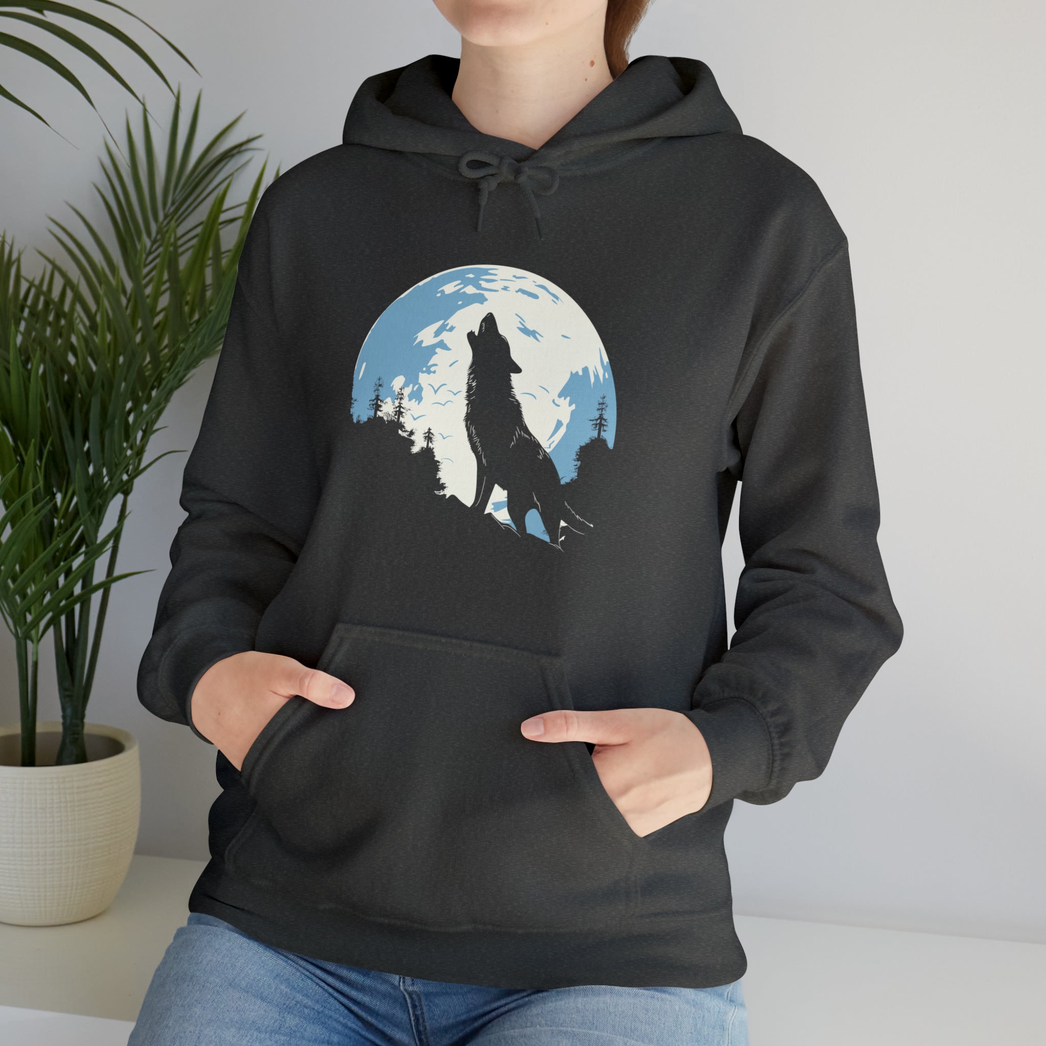 Unisex Howling Wolf Hoodie   