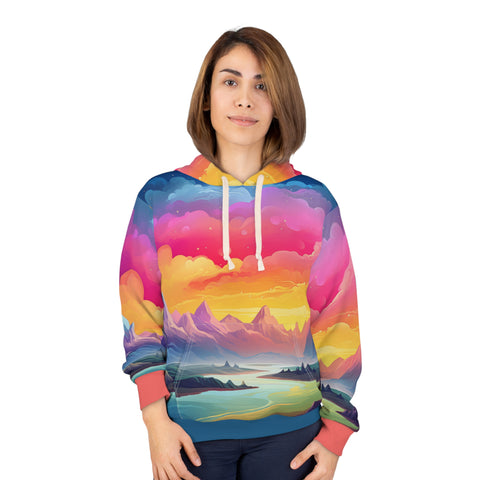 Unisex Dreamy Mountainscape All Over Print Hoodie   