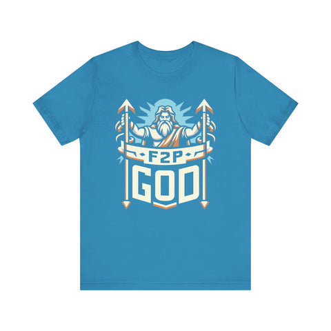 Unisex F2P God T Shirt Aqua S 