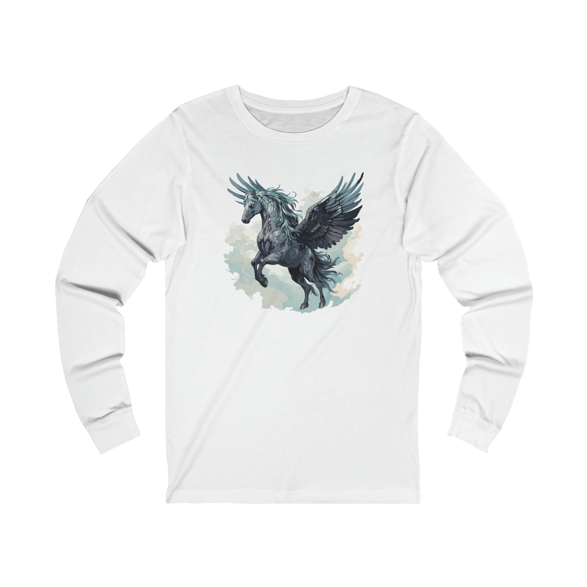 Unisex Majestic Pegasus Long Sleeve T Shirt S White 