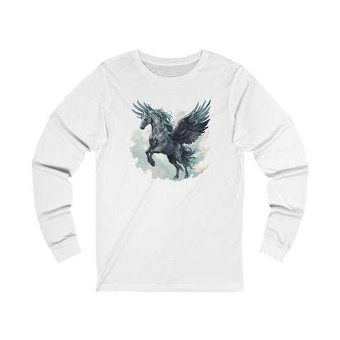 Unisex Majestic Pegasus Long Sleeve T Shirt S White 