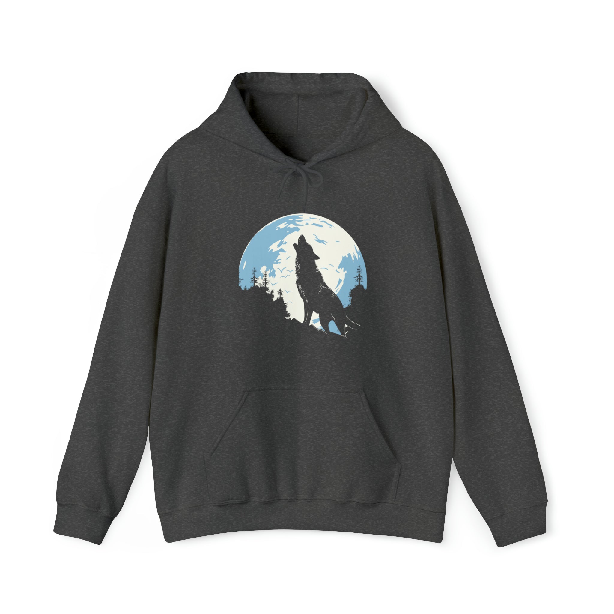 Unisex Howling Wolf Hoodie Dark Heather S 