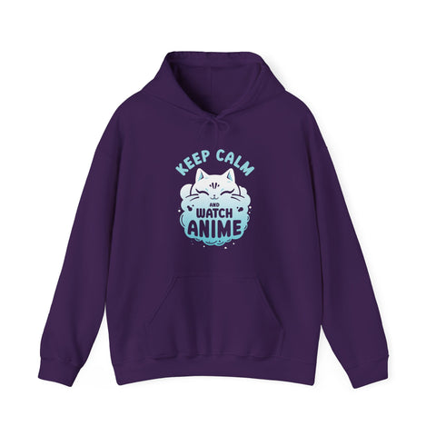 Unisex Keep Calm and Watch Anime Hoodie Purple S 