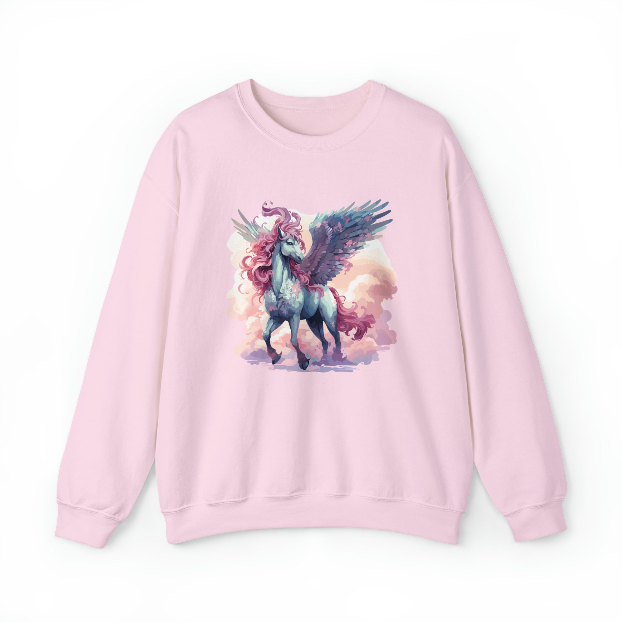 Unisex Pegasus Clouds Sweatshirt S Light Pink 