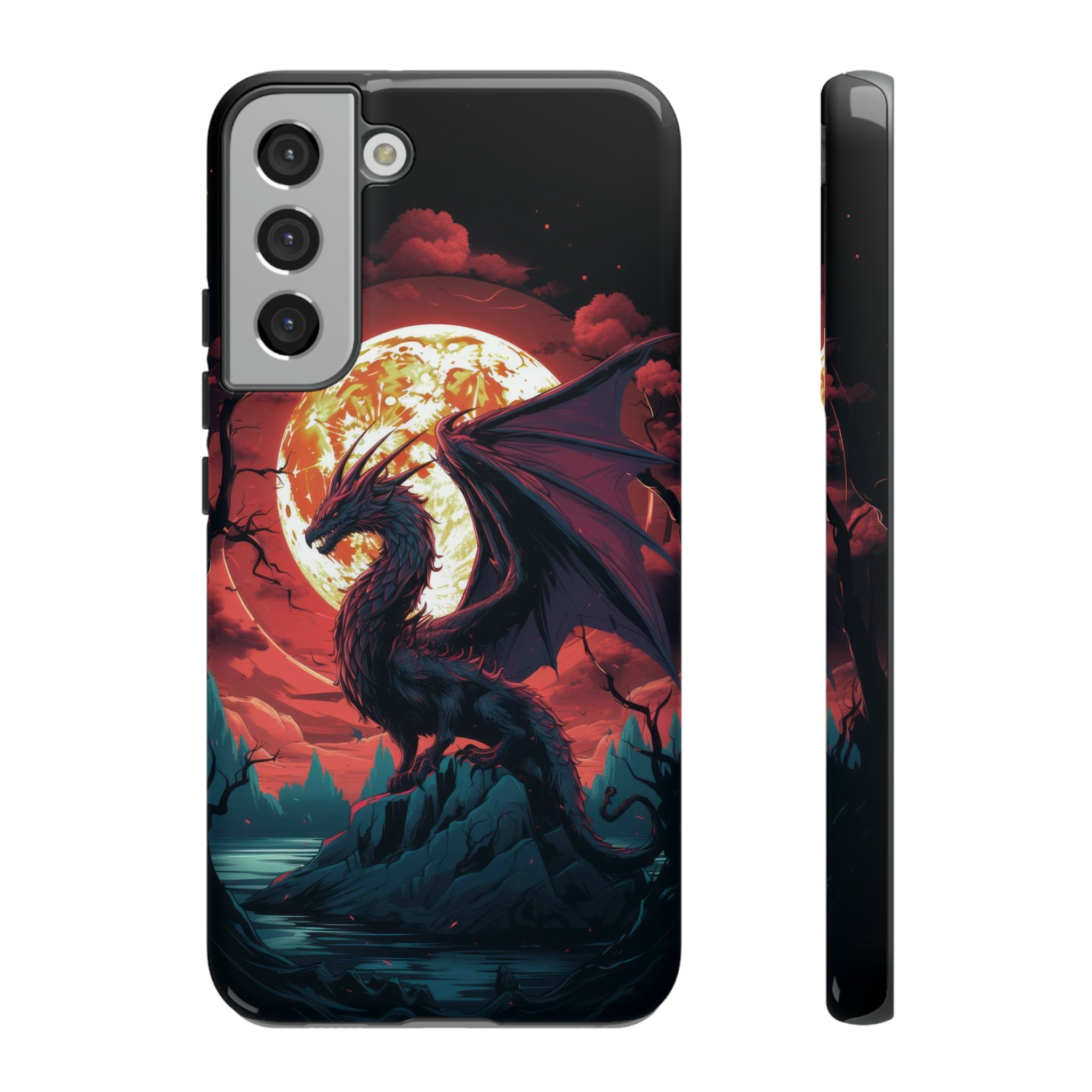 Dragon Fiery Moonlight Phone Case Samsung Galaxy S22 Plus Glossy 