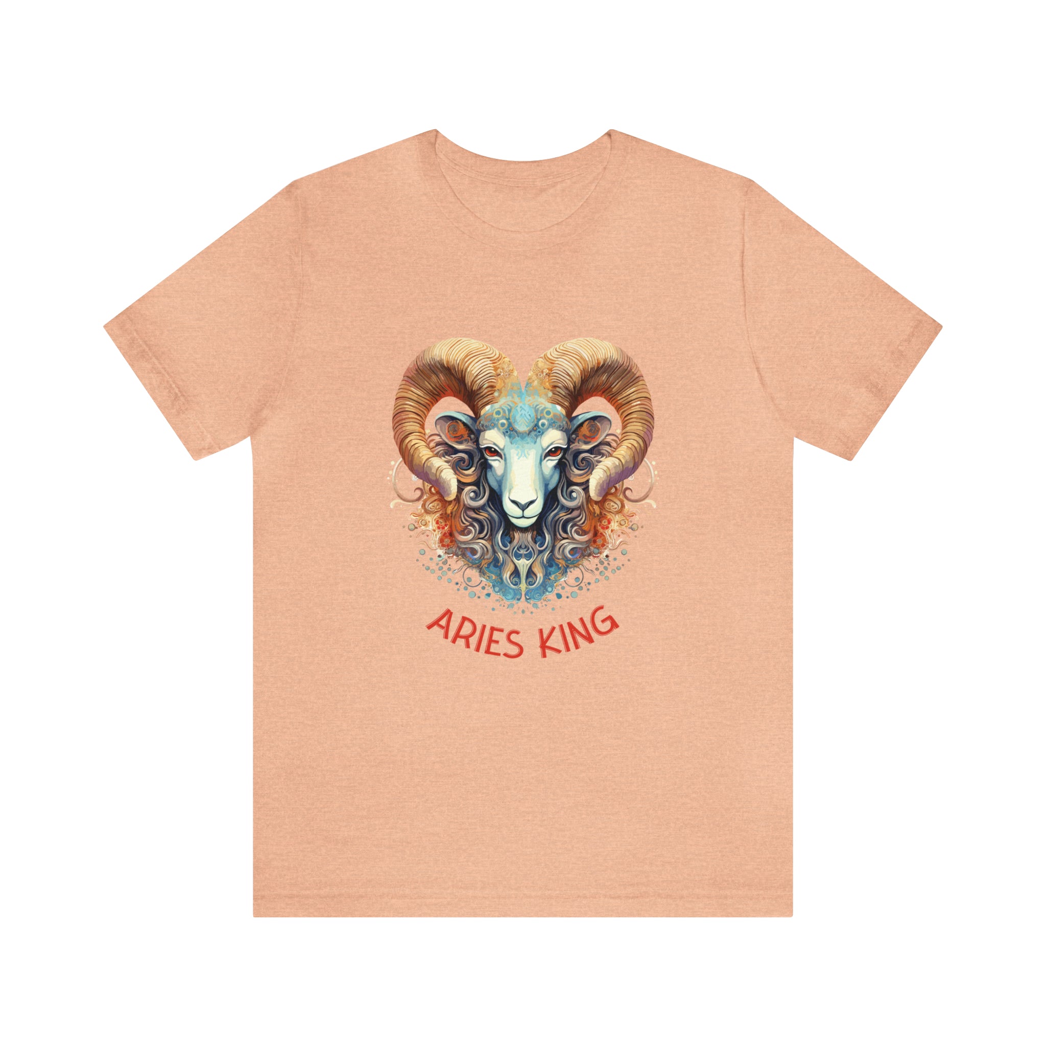 Mens Aries King T Shirt Heather Peach S 