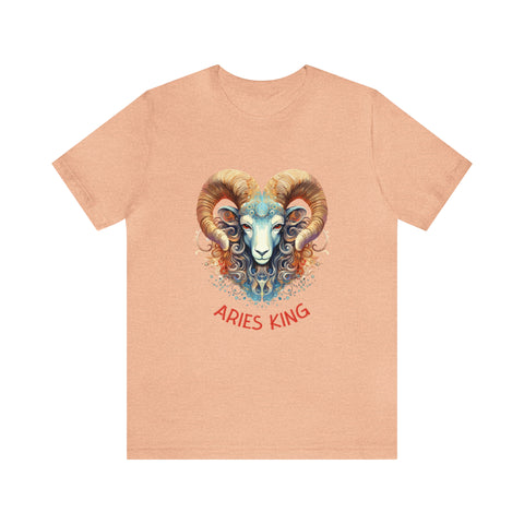 Mens Aries King T Shirt Heather Peach S 