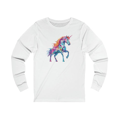 Unisex Crystallized Unicorn Long Sleeve T Shirt S White 