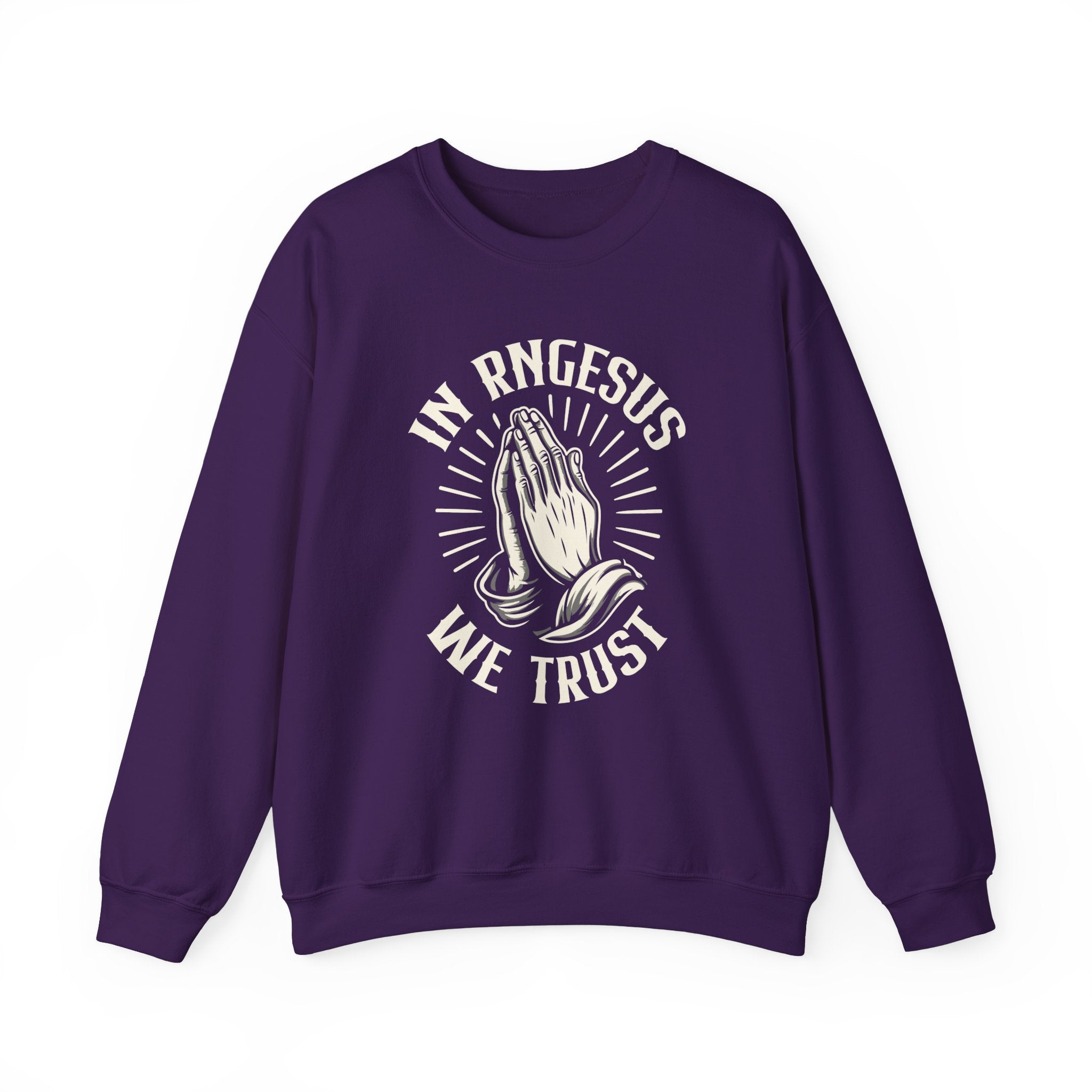 Unisex In RNGesus We Trust Sweatshirt S Purple 