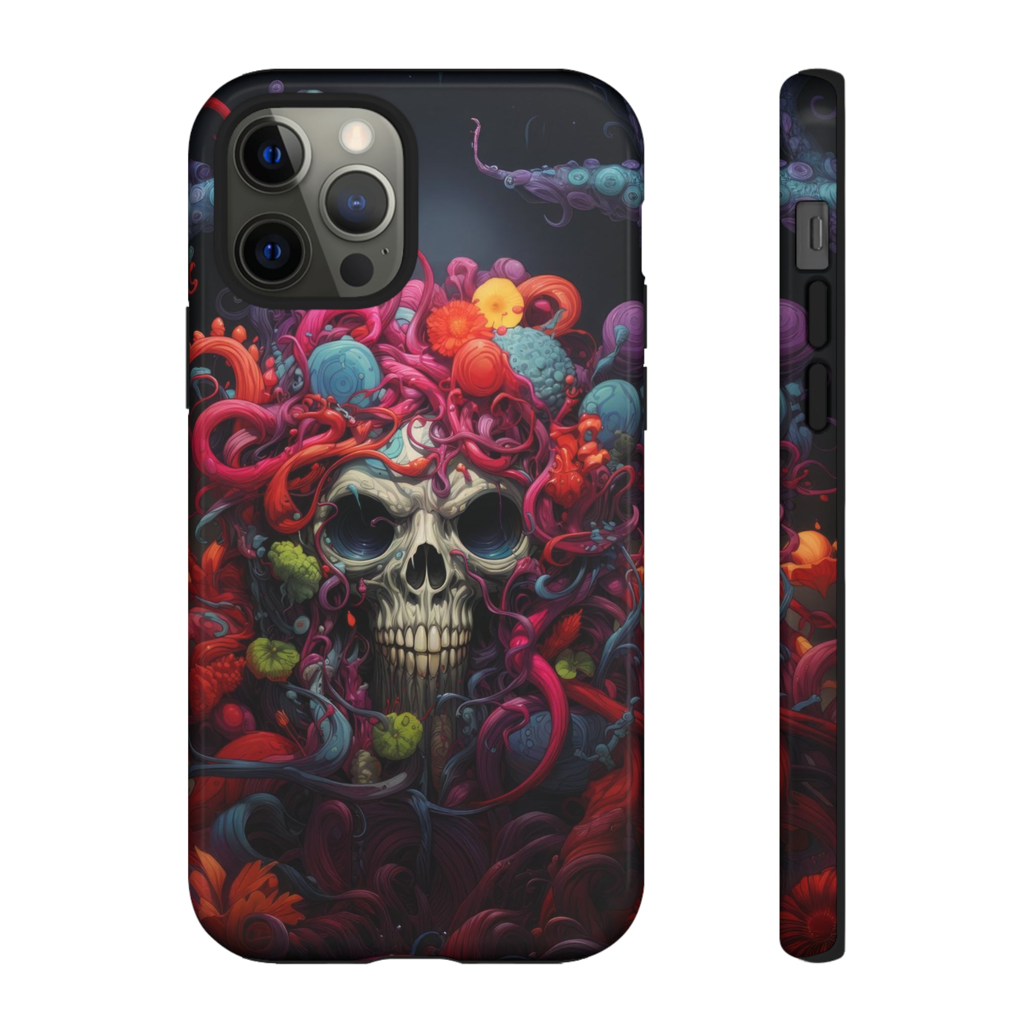 Psychedelic Skull & Tentacles Phone Case iPhone 12 Pro Glossy 