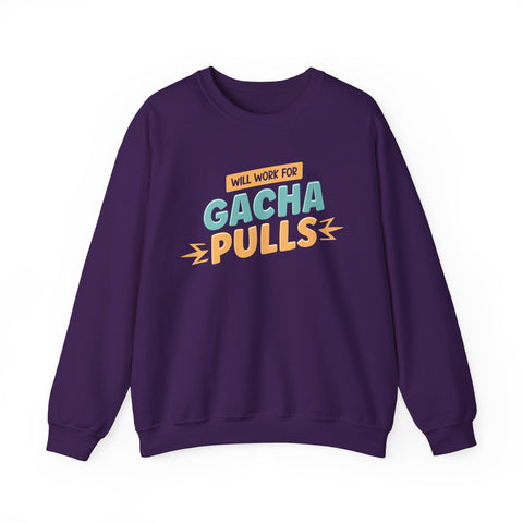 Unisex Will Work for Gacha Pulls Sweatshirt S Purple 