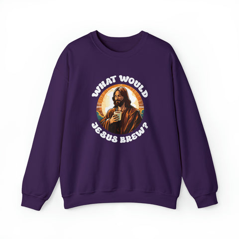 Unisex What Would Jesus Brew Coffee Sweatshirt S Purple 