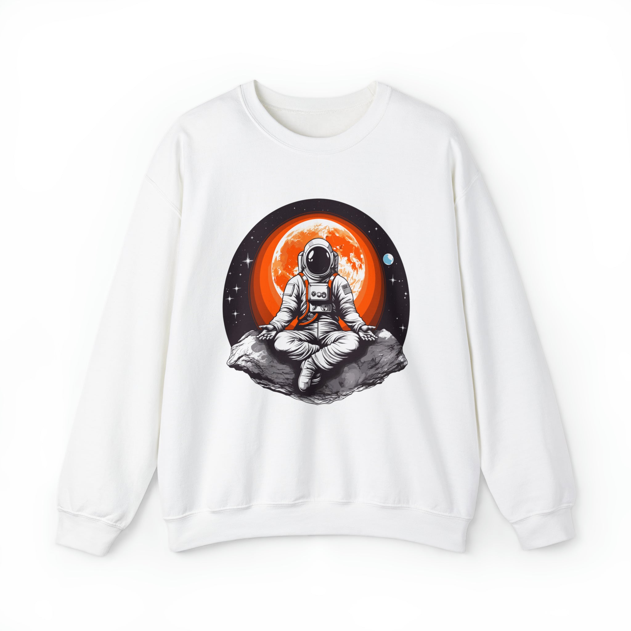 Unisex Meditating Astronaut Sweatshirt S White 