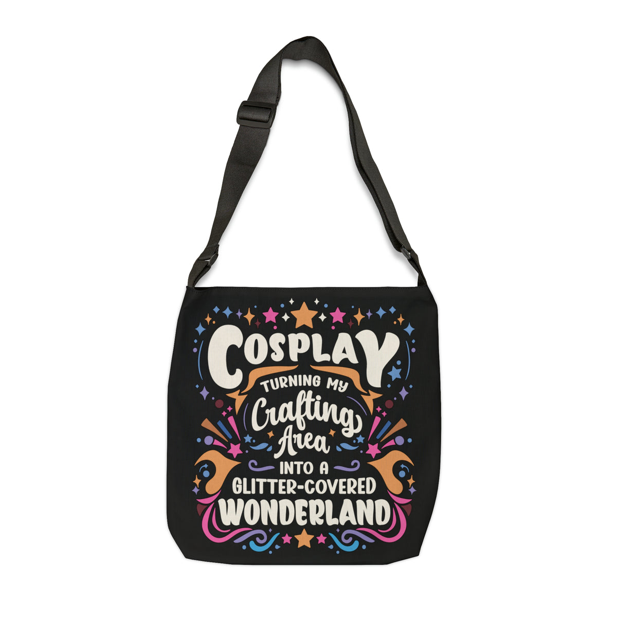 Cosplay Glitter-Covered Wonderland Adjustable Tote Bag 16" × 16''  