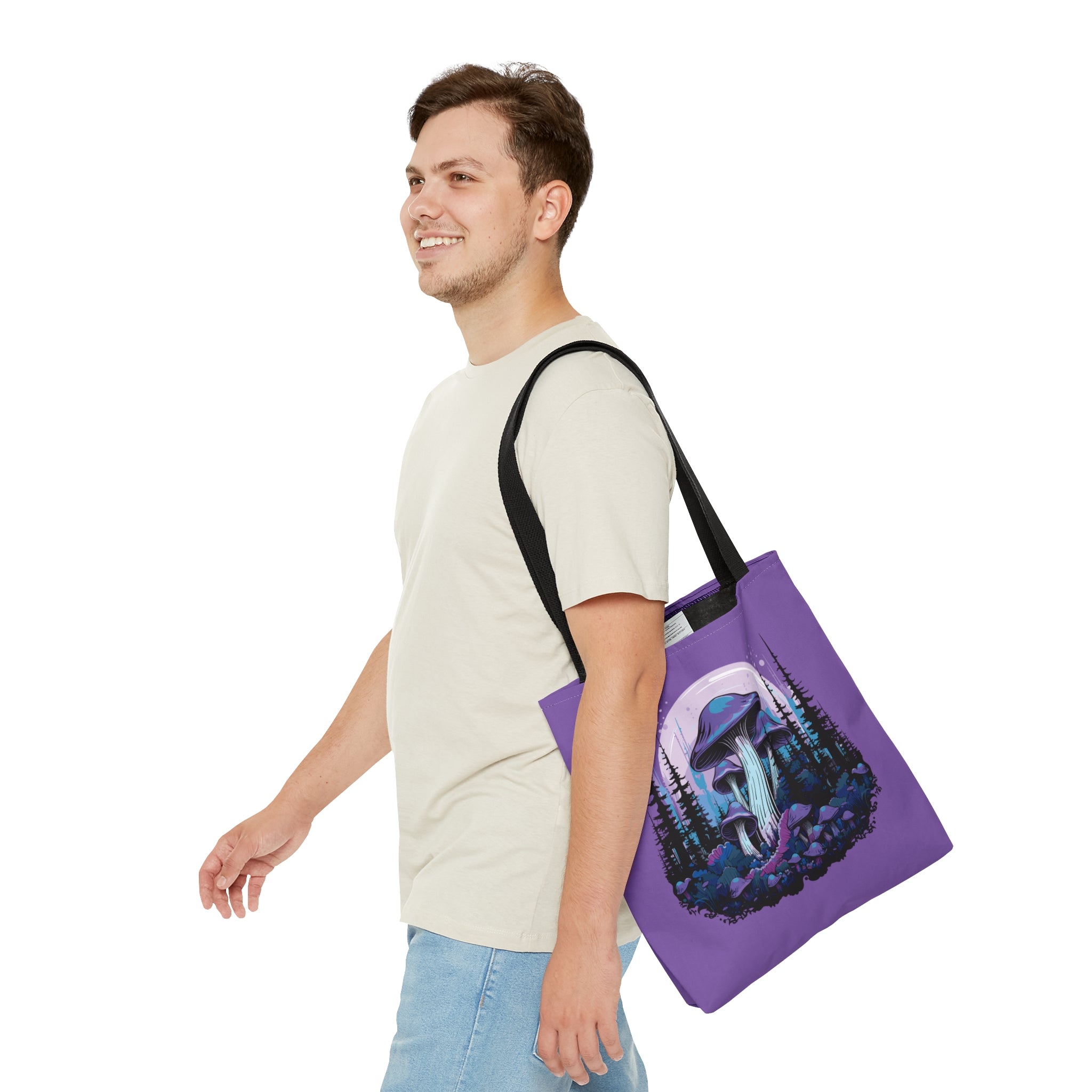 Purple Mushroom Forest Tote Bag   