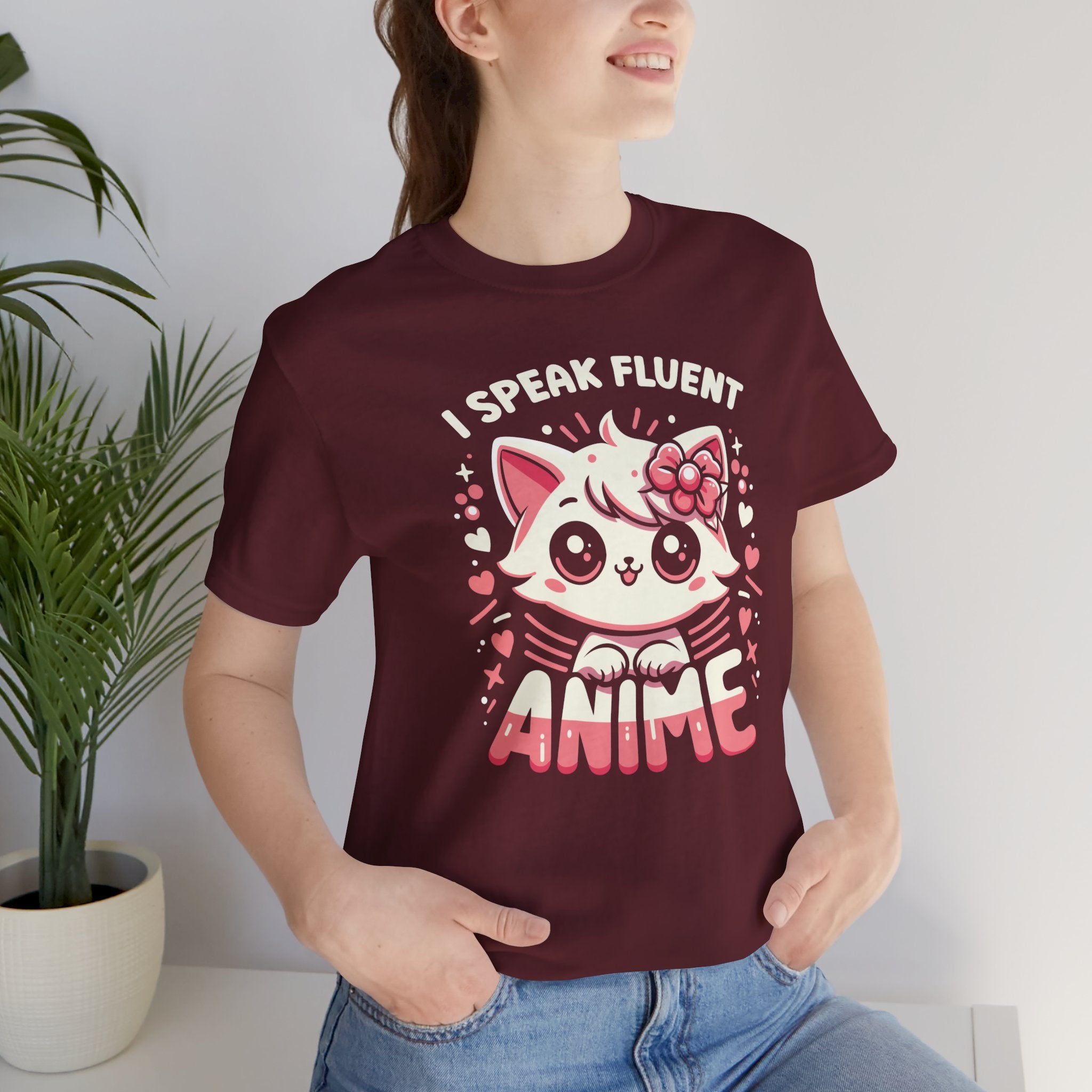 Unisex I Speak Fluent Anime Cute Cat T Shirt   