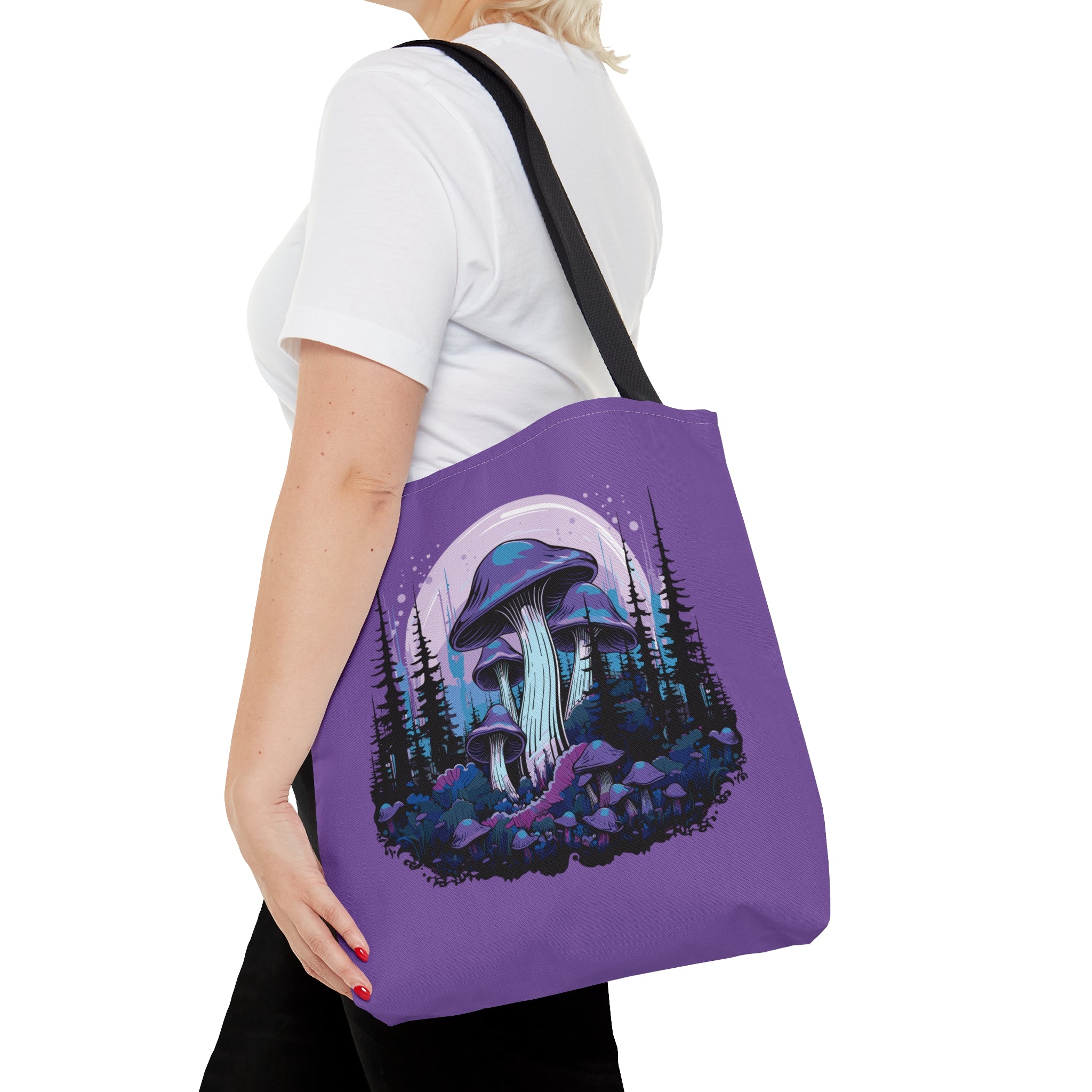 Purple Mushroom Forest Tote Bag   