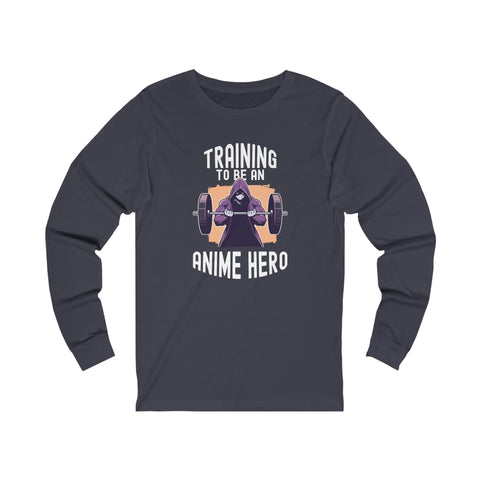 Unisex Training to be an Anime Hero Long Sleeve T Shirt S Heather Navy 