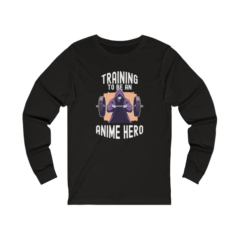 Unisex Training to be an Anime Hero Long Sleeve T Shirt M Black Heather 