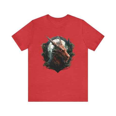 Unisex Dragon Face T Shirt Heather Red S 