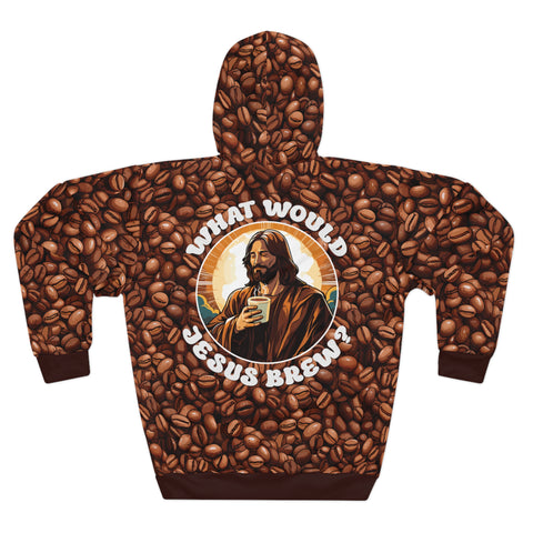 Unisex What Would Jesus Brew Coffee All Over Print Hoodie   