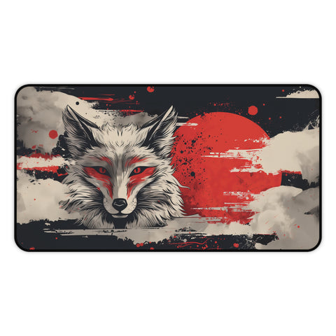 Red Moon Wolf Desk Mat 12" × 22"  