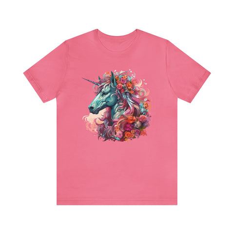 Unisex Unicorn Flowers T Shirt Charity Pink S 