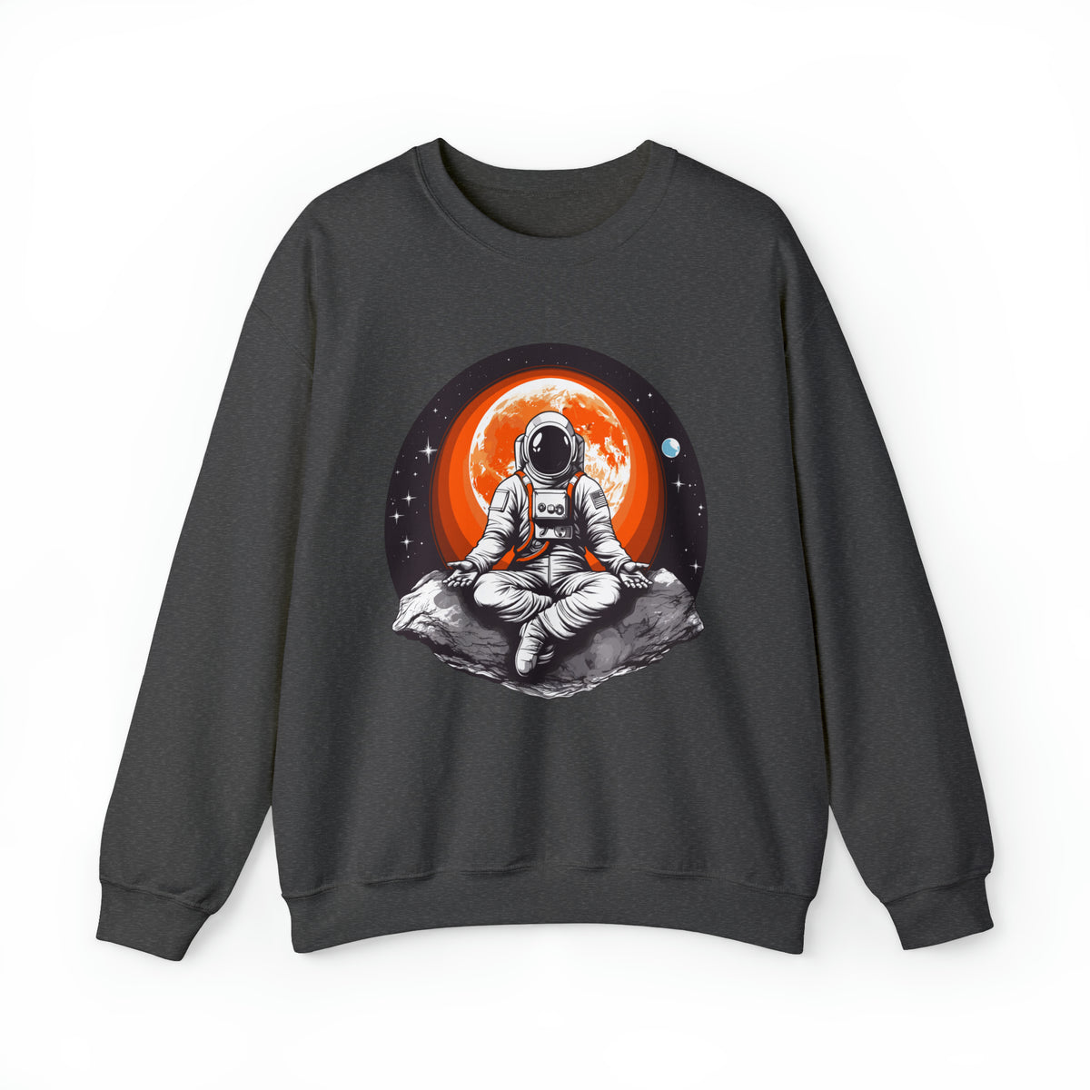 Unisex Meditating Astronaut Sweatshirt S Dark Heather 