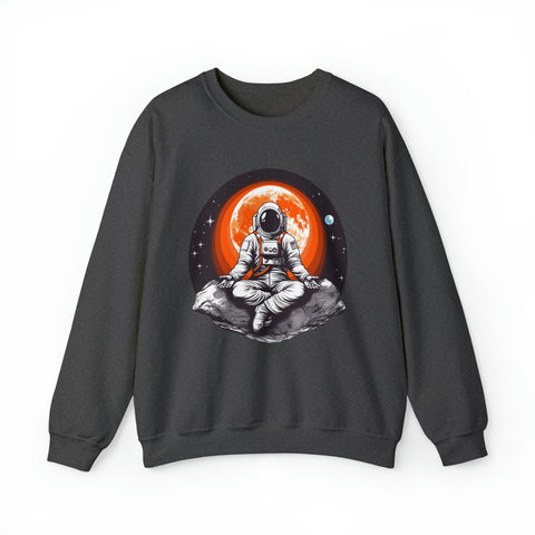 Unisex Meditating Astronaut Sweatshirt S Dark Heather 