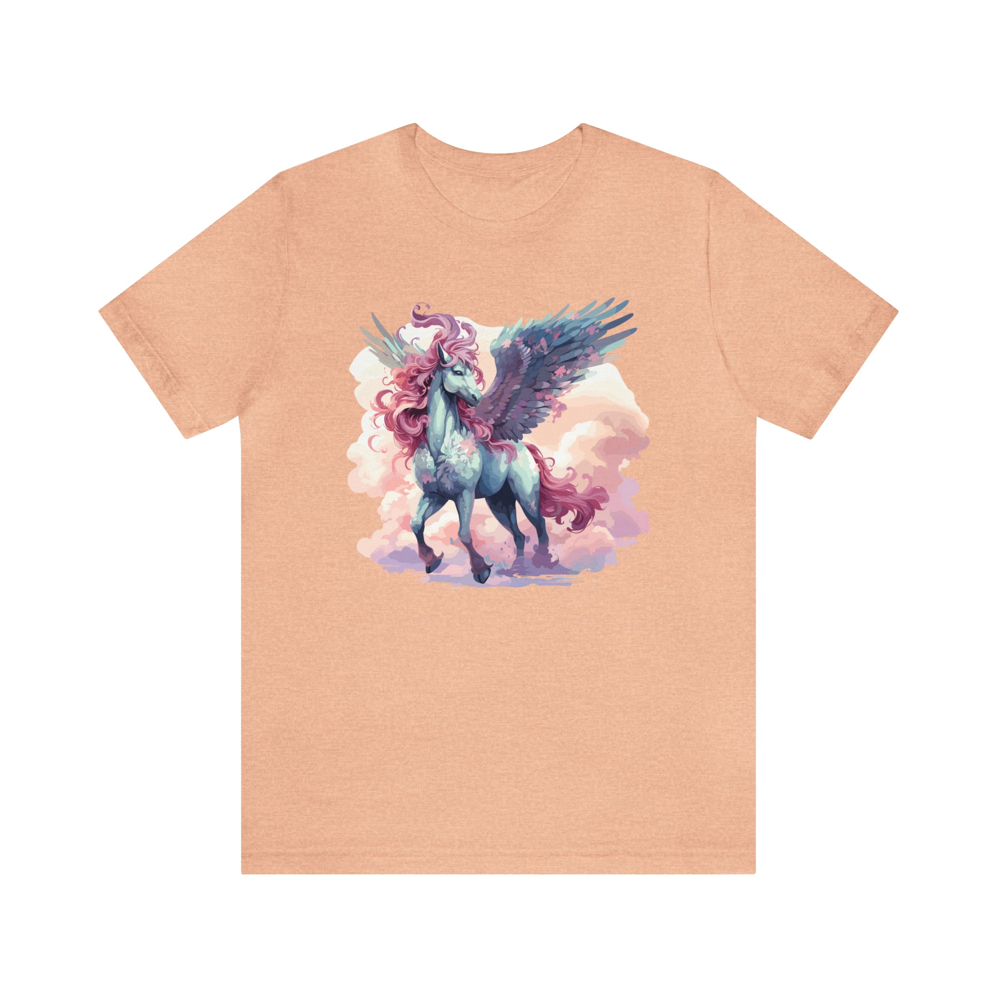 Unisex Pegasus Clouds T Shirt Heather Peach S 