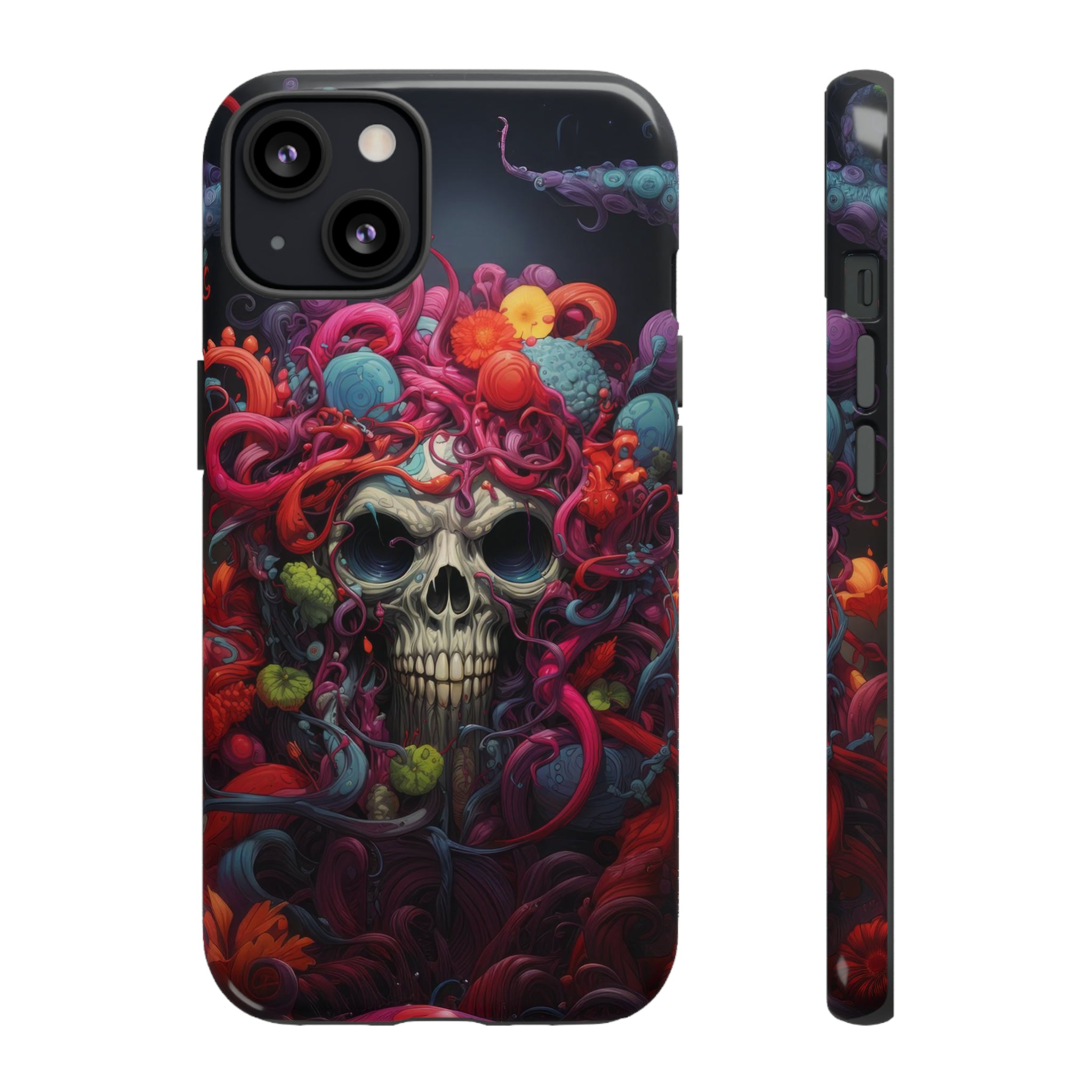 Psychedelic Skull & Tentacles Phone Case iPhone 13 Glossy 