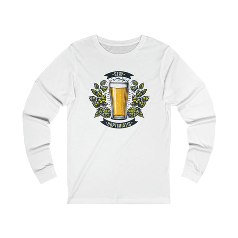 Unisex Stay Hoptimistic Long Sleeve T Shirt S White 