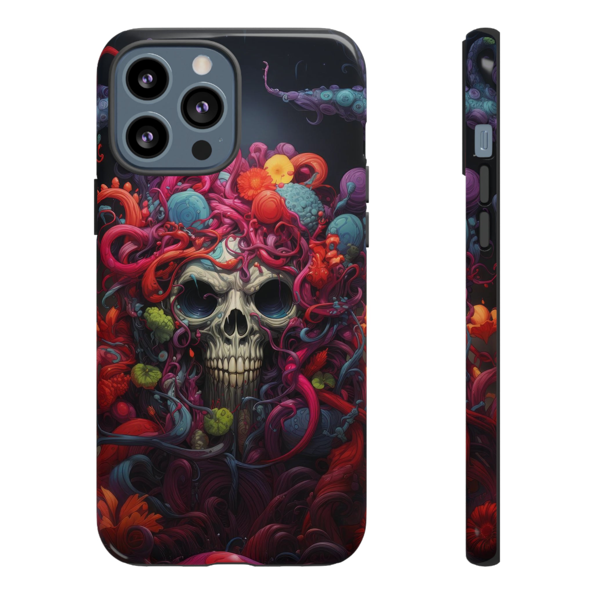 Psychedelic Skull & Tentacles Phone Case iPhone 13 Pro Max Glossy 