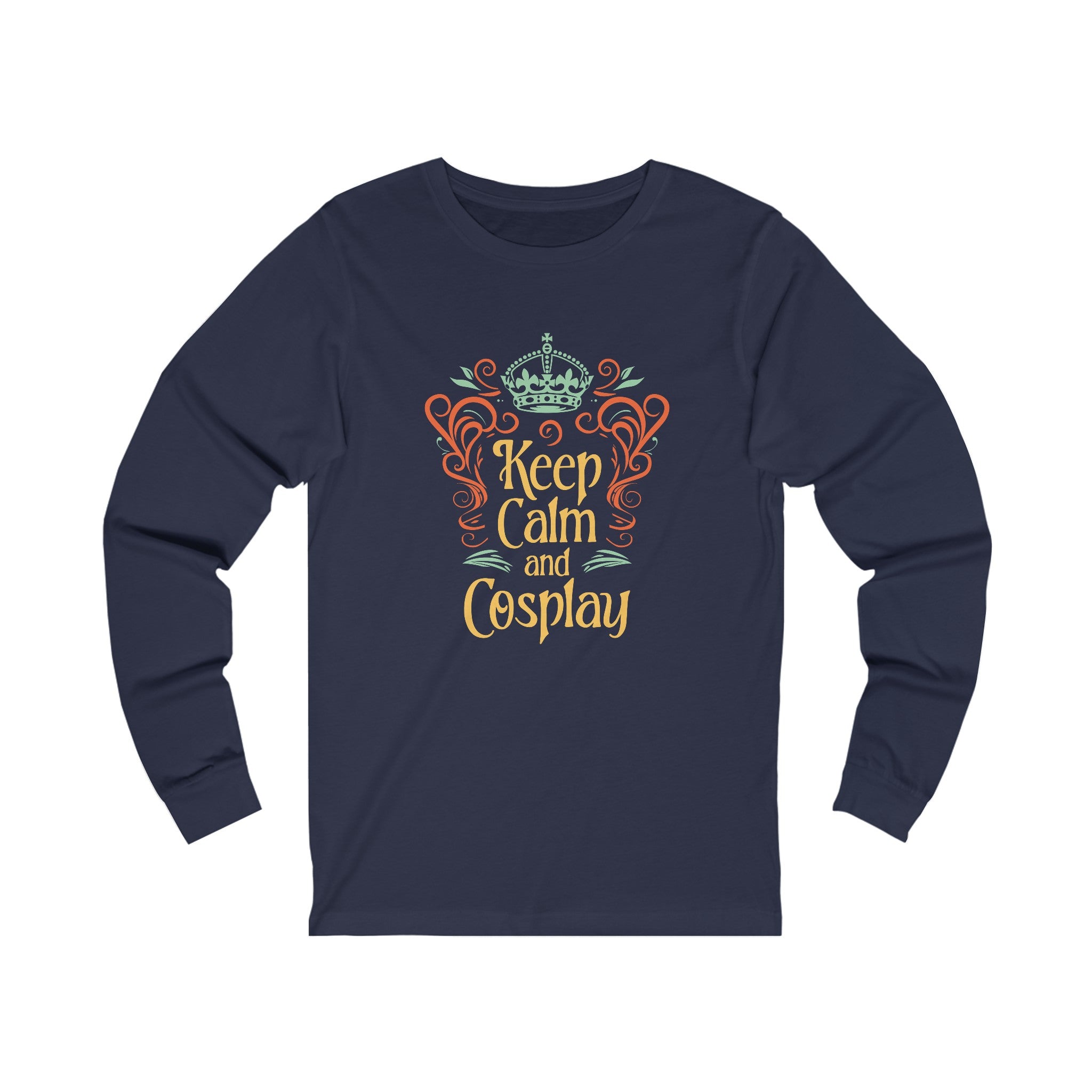 Unisex Keep Calm and Cosplay Long Sleeve T Shirt S Navy 