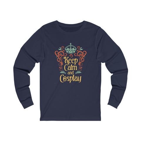 Unisex Keep Calm and Cosplay Long Sleeve T Shirt S Navy 