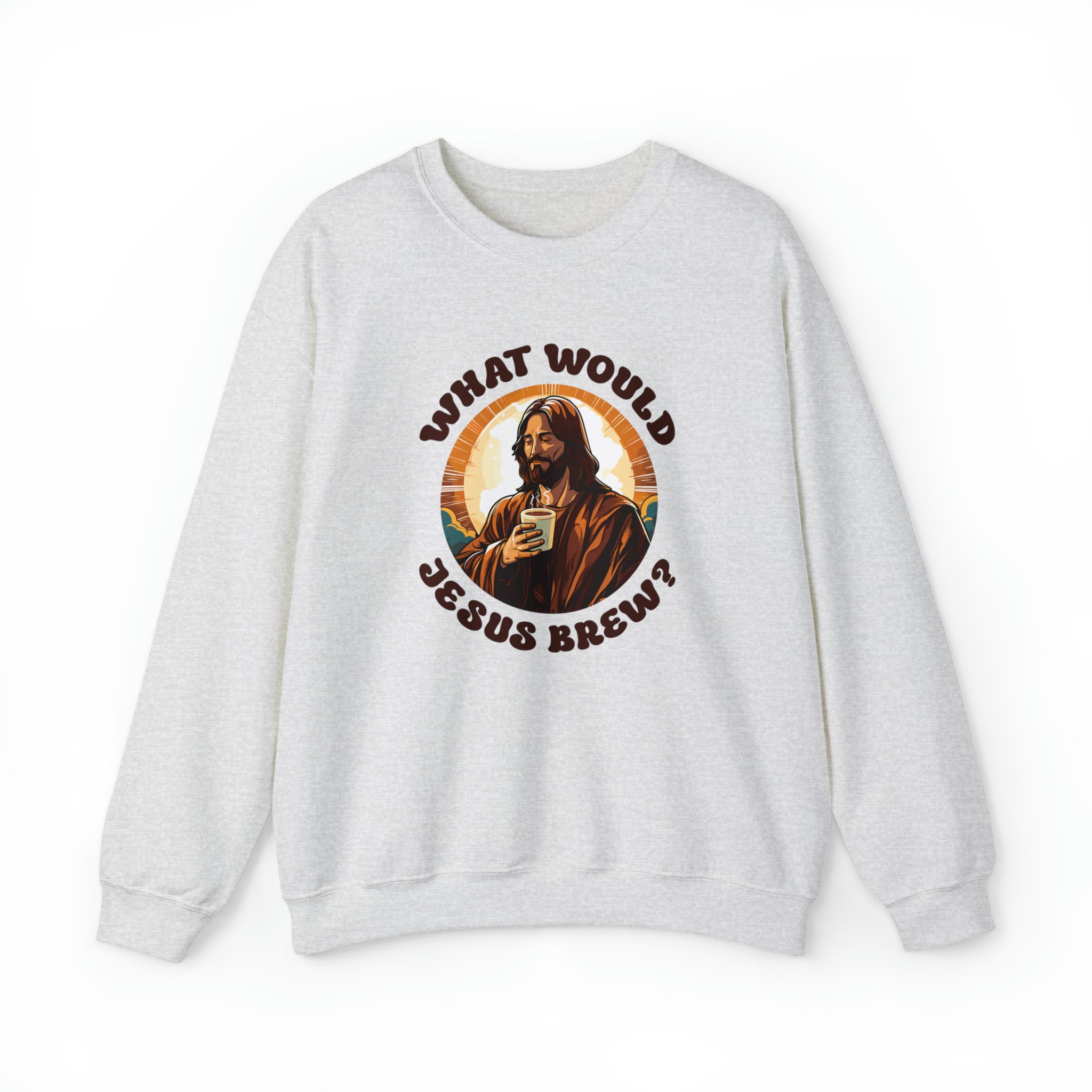 Unisex What Would Jesus Brew Coffee Sweatshirt S Ash 