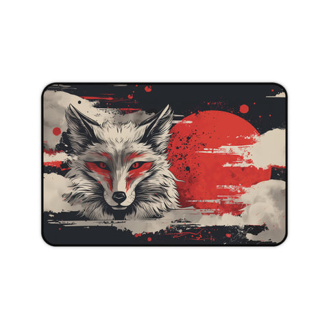 Red Moon Wolf Desk Mat 12" × 18"  