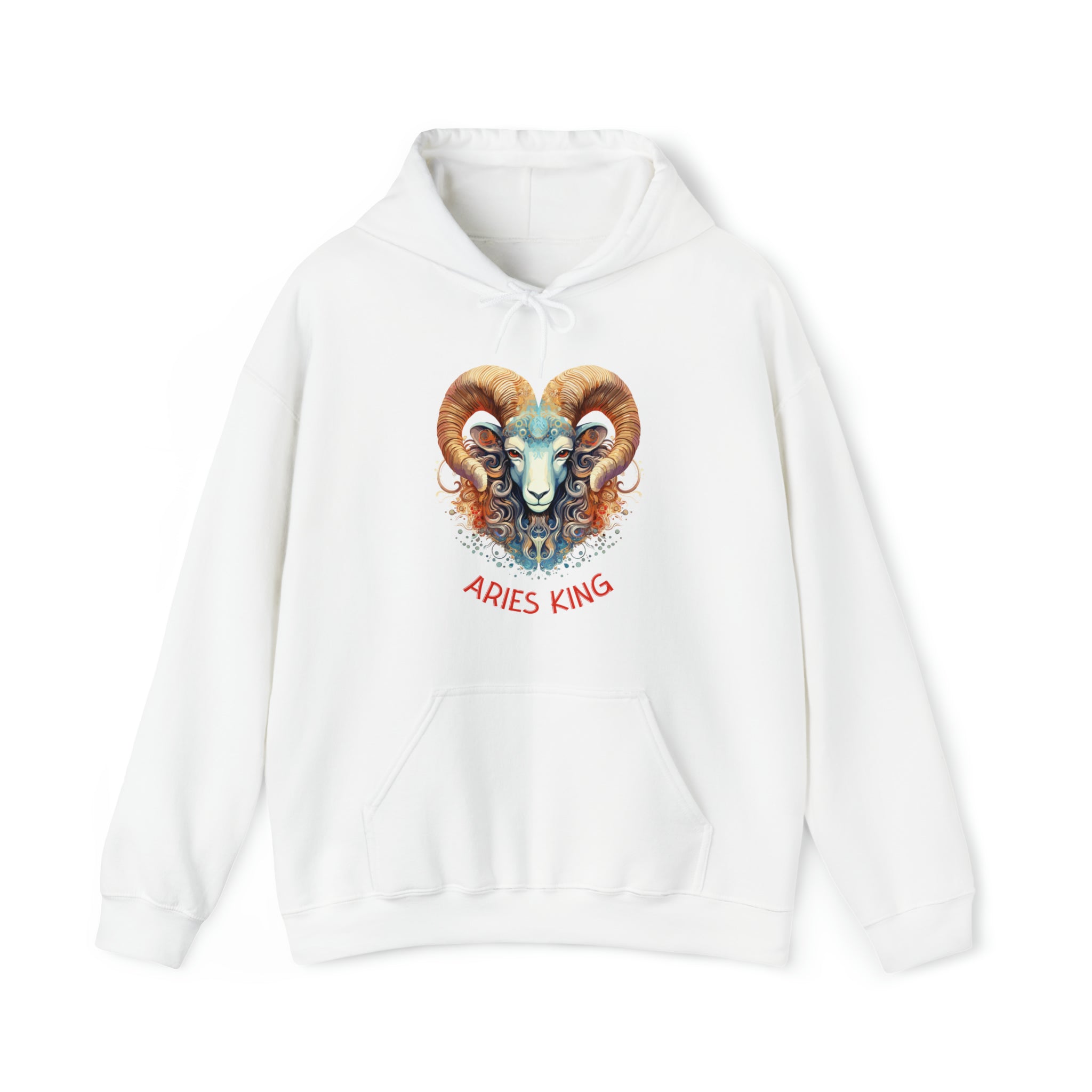 Mens Aries King Hoodie White S 