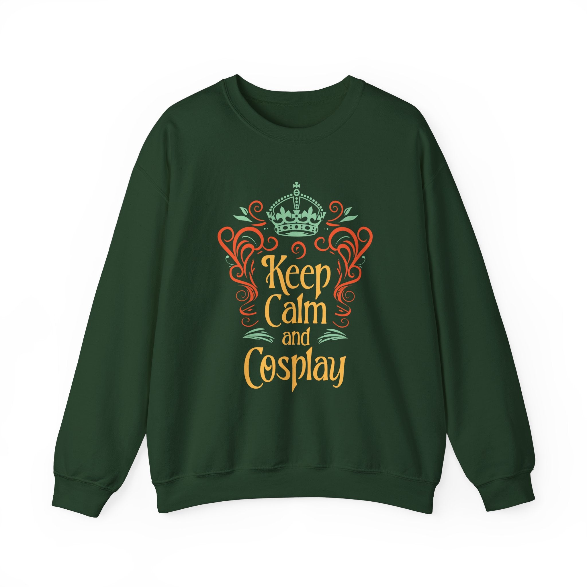 Unisex Keep Calm and Cosplay Sweatshirt S Forest Green 