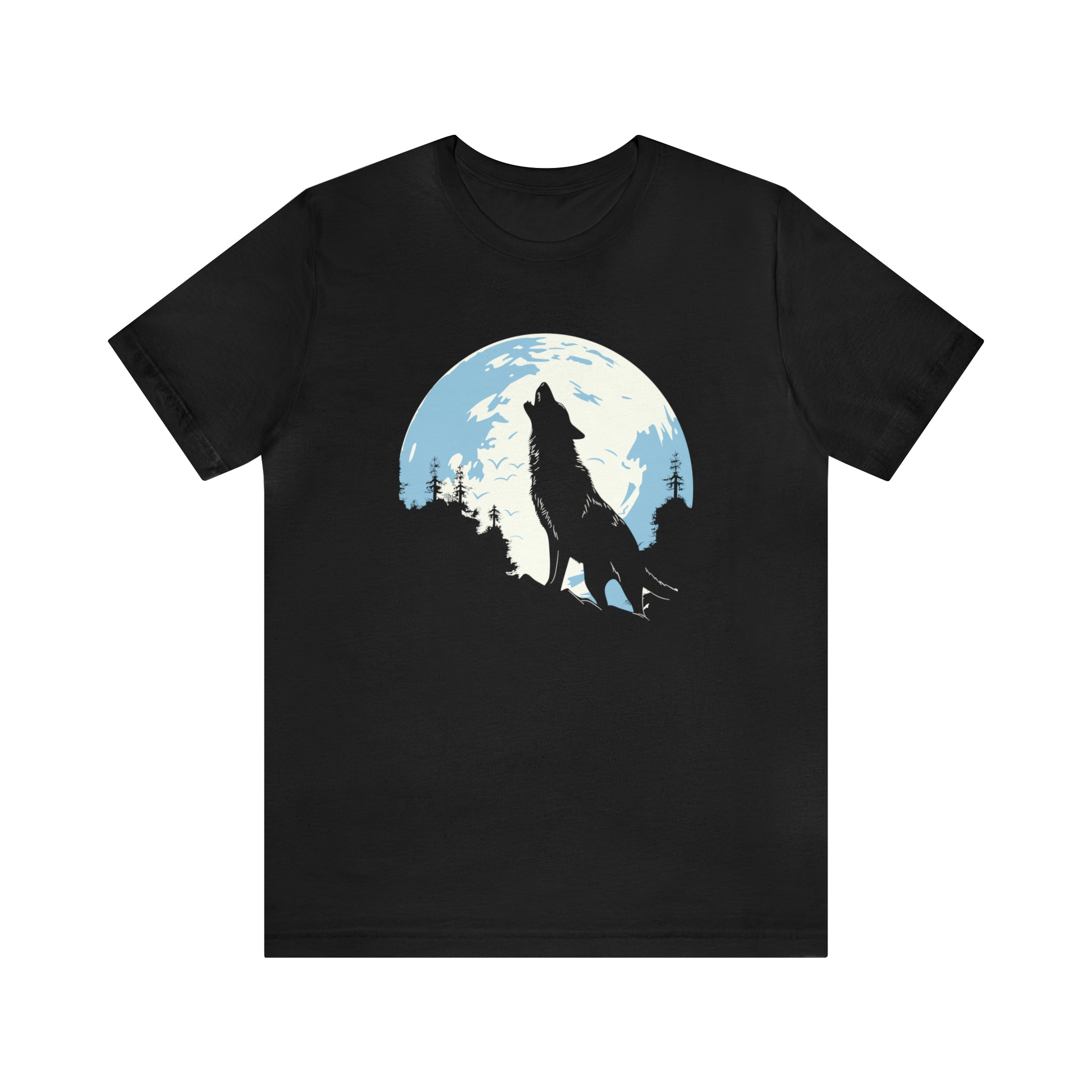 Unisex Howling Wolf T Shirt Black S 