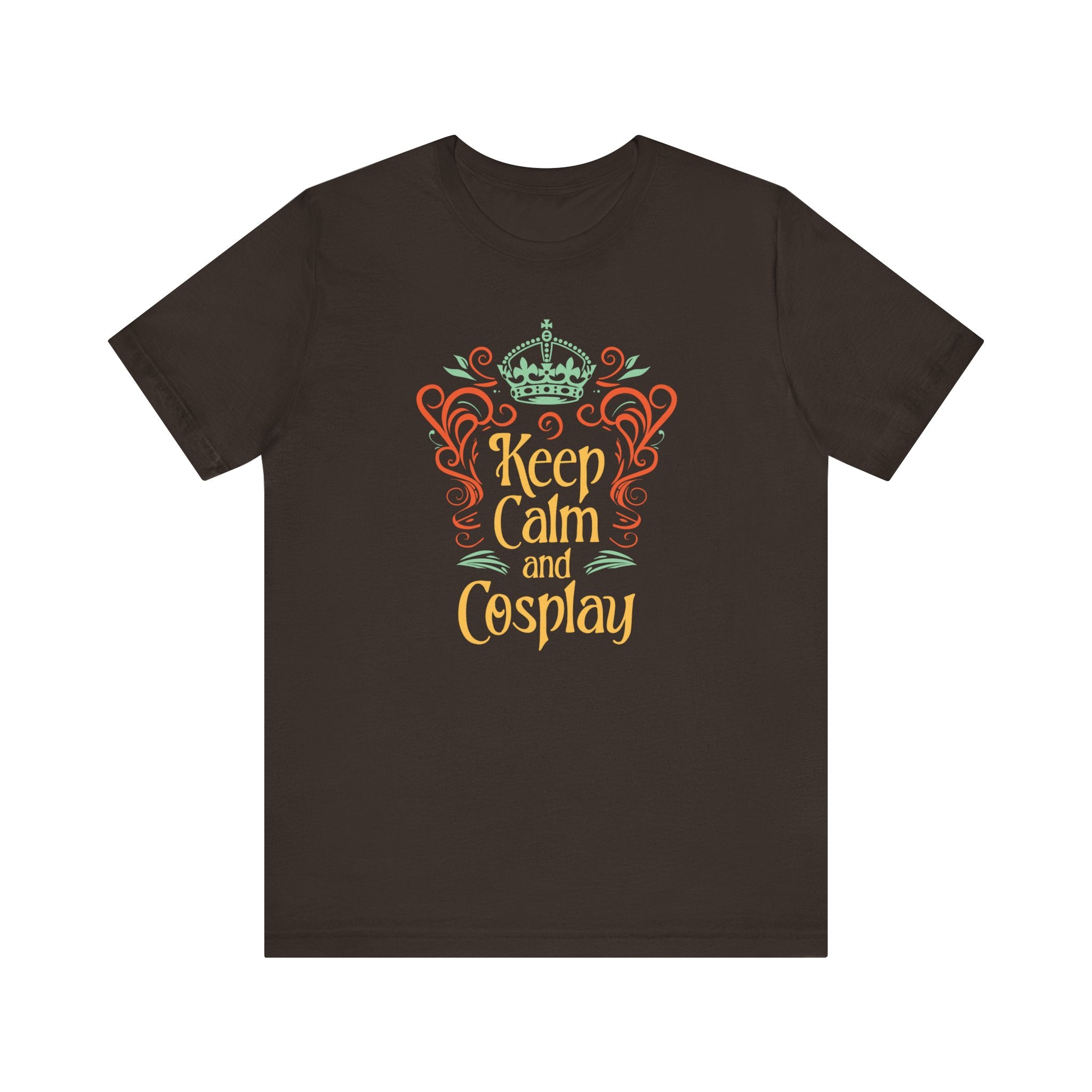 Unisex Keep Calm and Cosplay T Shirt Brown S 