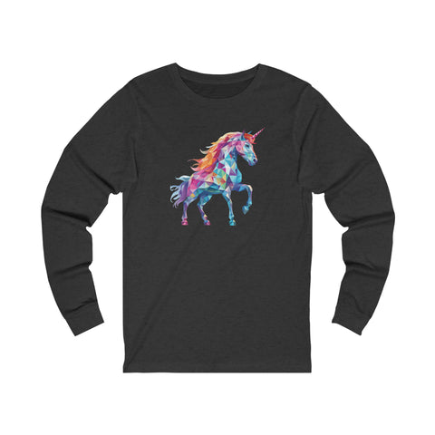 Unisex Crystallized Unicorn Long Sleeve T Shirt S Dark Grey Heather 