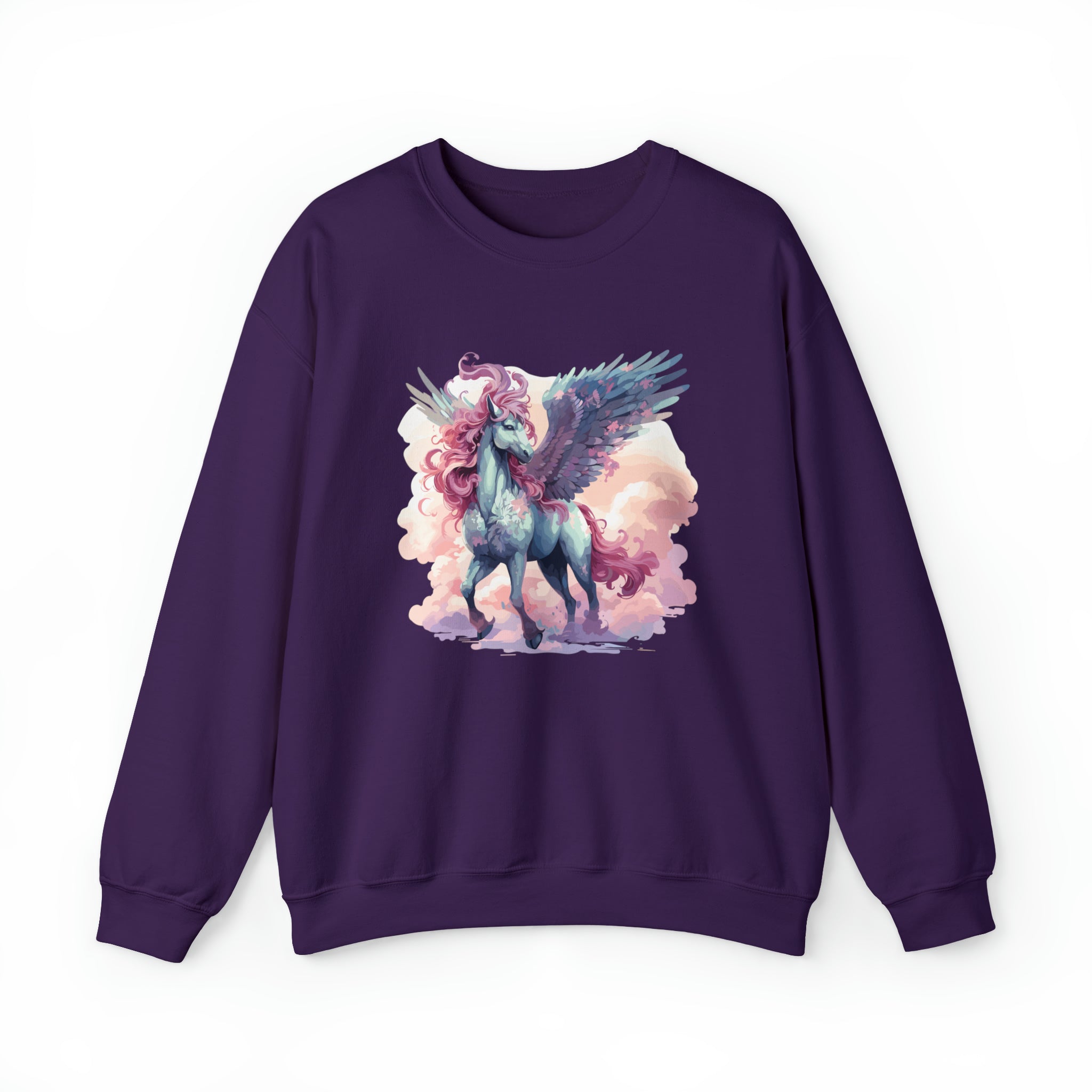 Unisex Pegasus Clouds Sweatshirt S Purple 