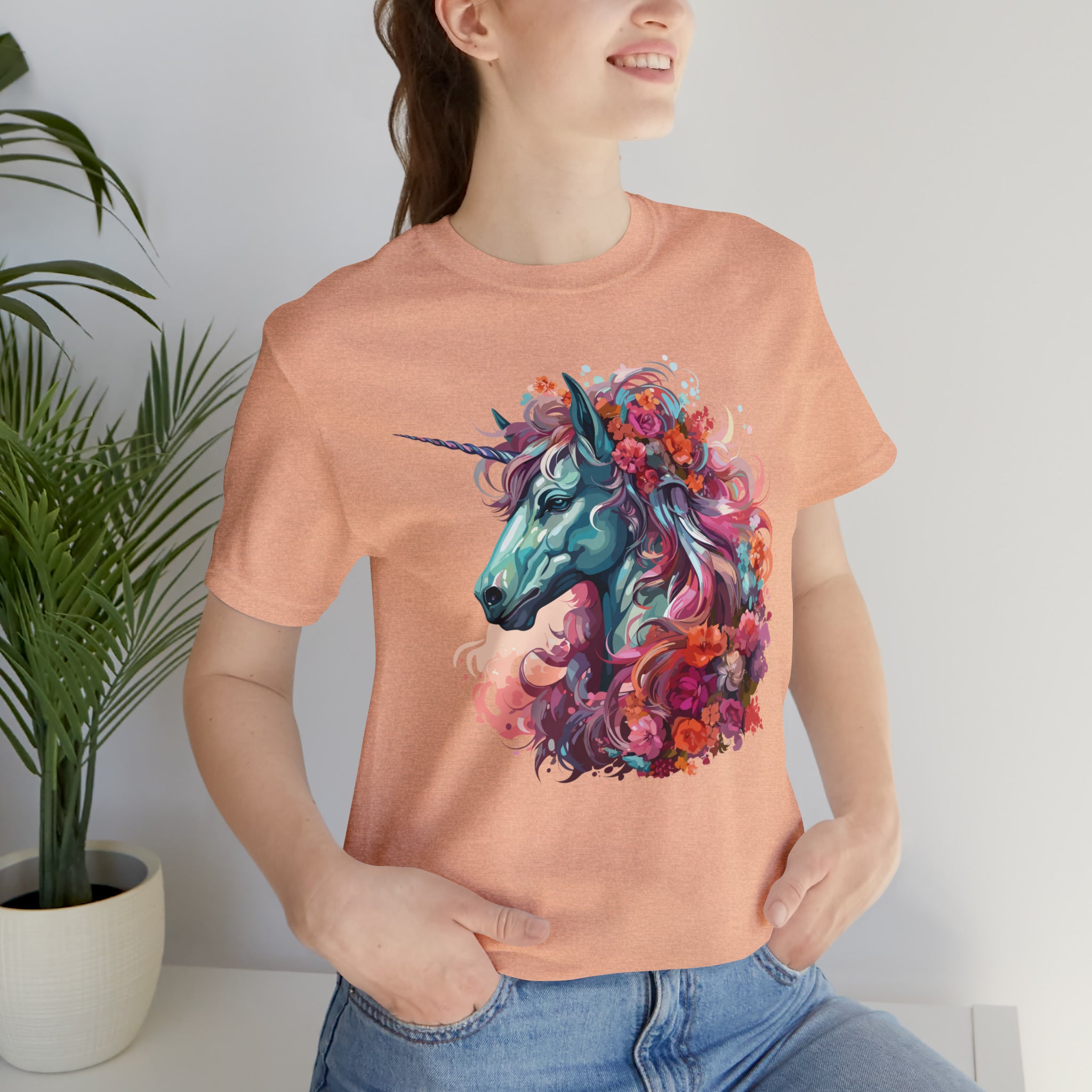 Unisex Unicorn Flowers T Shirt   