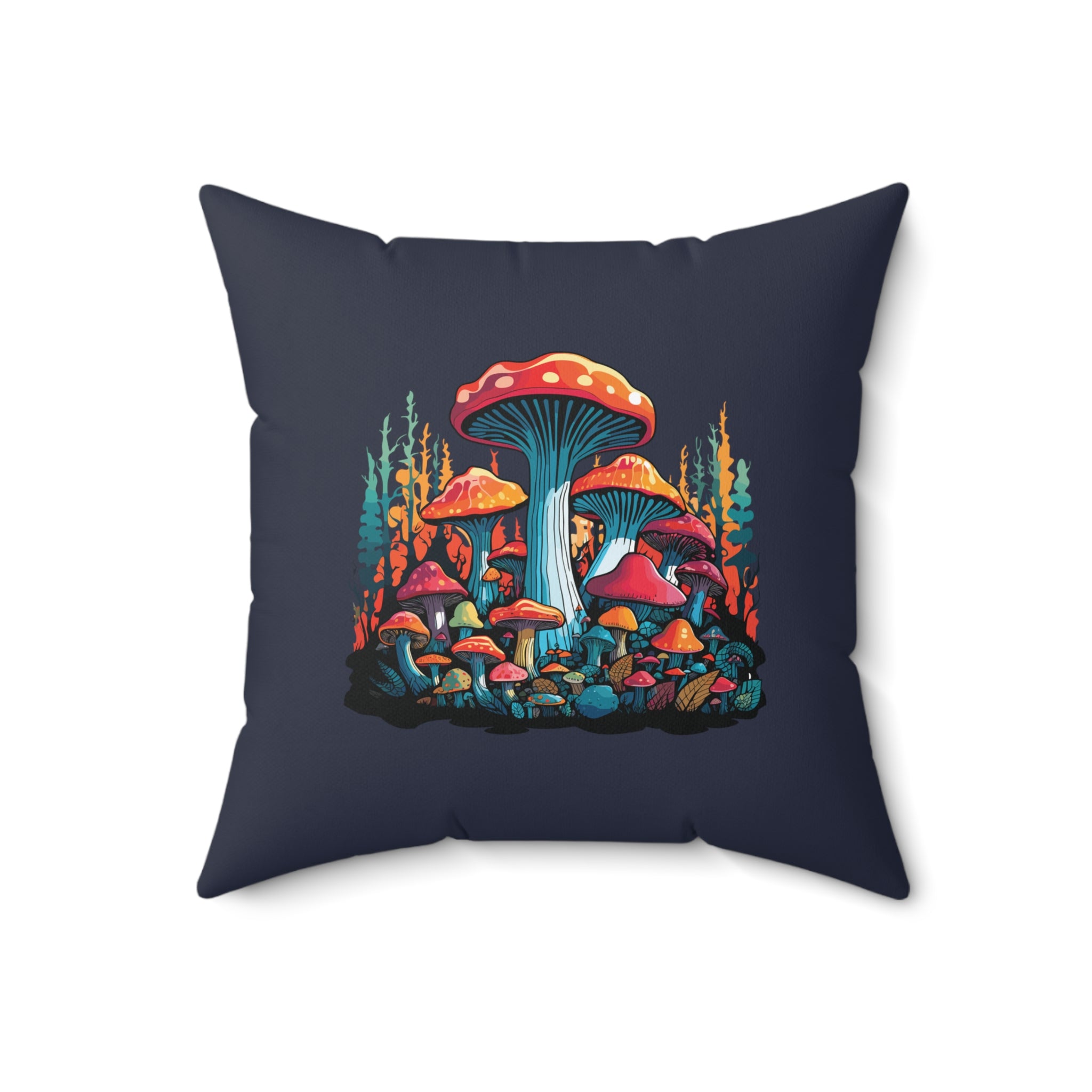 Orange Mushroom Forest Pillow 18" × 18"  