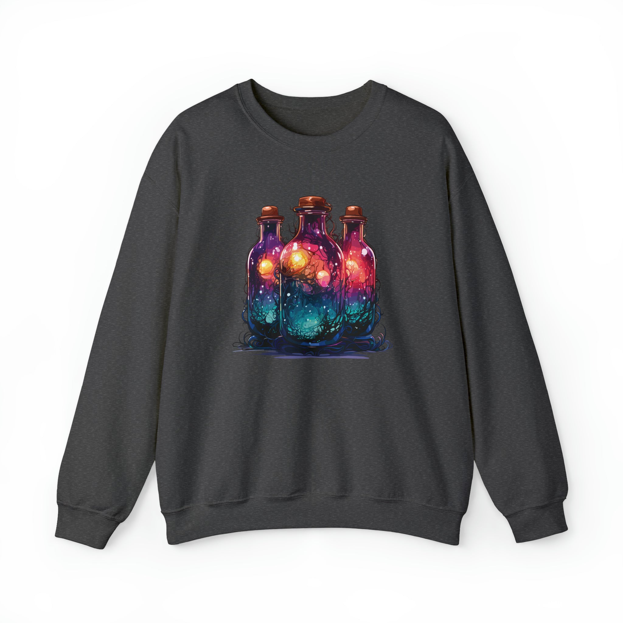 Unisex Dark Magic Bottles Sweatshirt S Dark Heather 