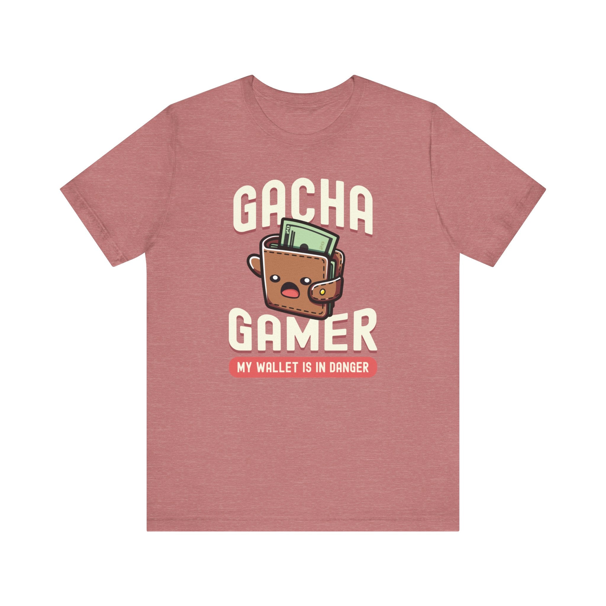 Unisex Gacha Gamer My Wallet is in Trouble T Shirt Heather Mauve S 