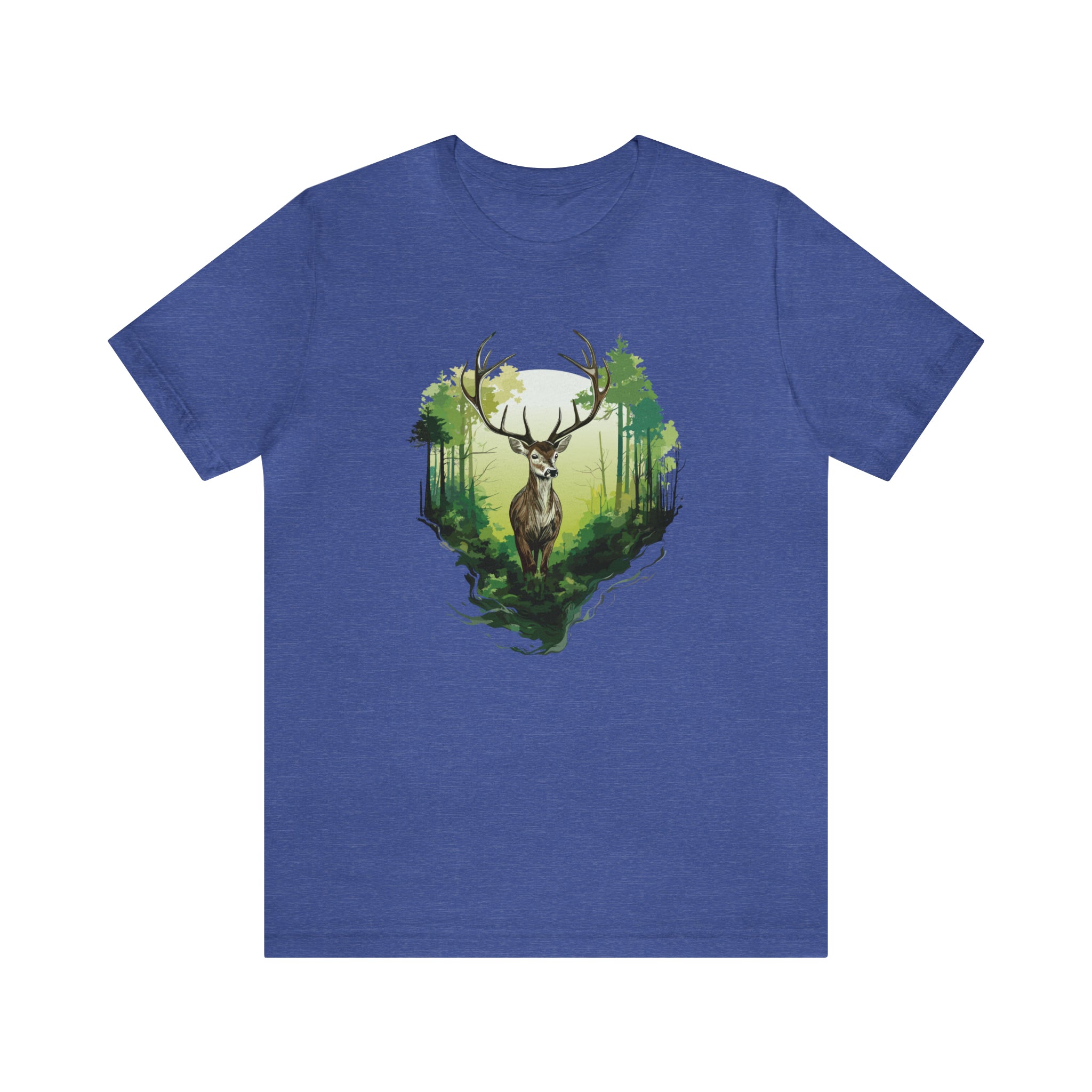 Unisex Forest Deer T Shirt Heather True Royal S 