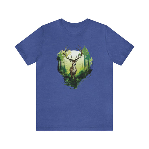 Unisex Forest Deer T Shirt Heather True Royal S 