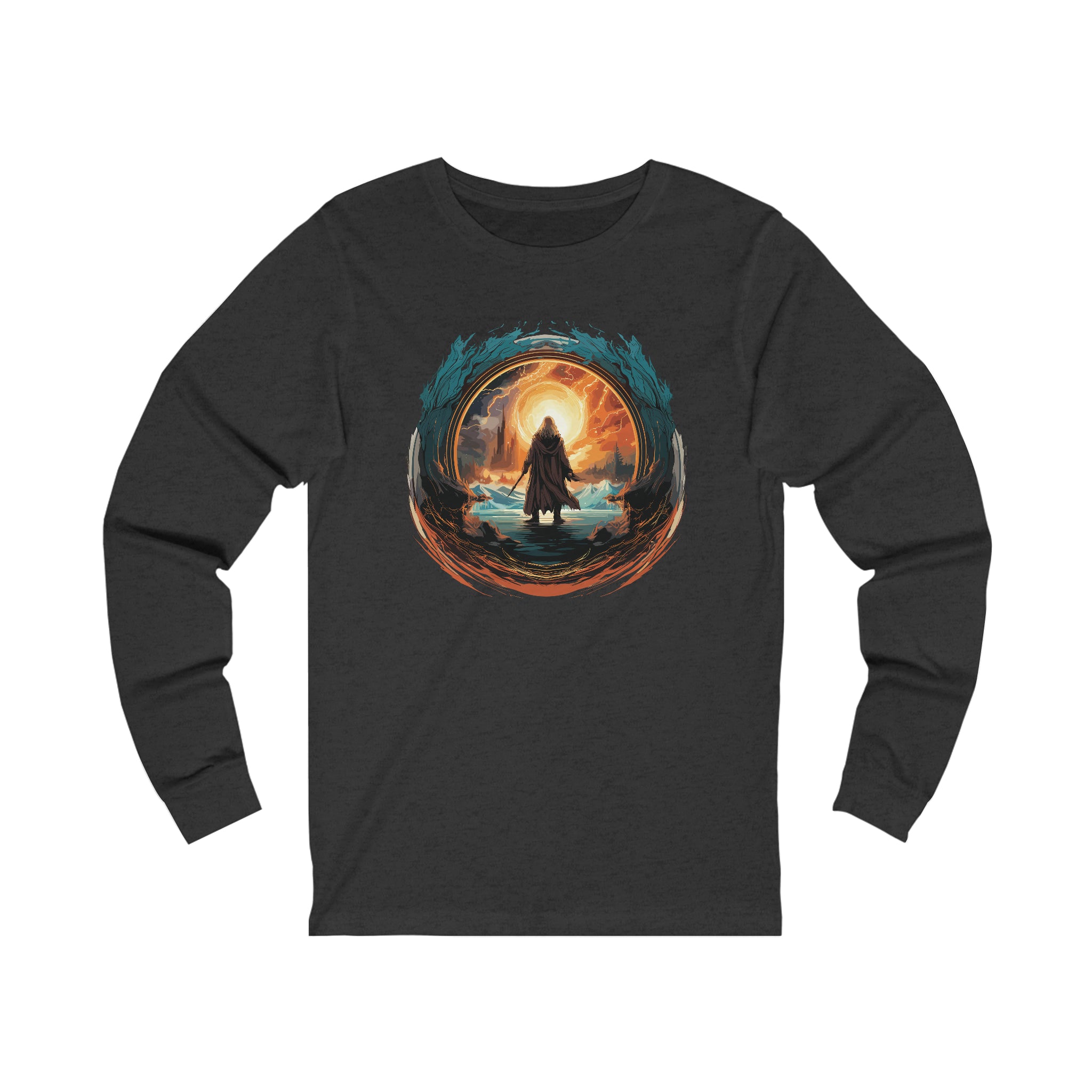 Unisex Wizard Portal Long Sleeve T Shirt S Dark Grey Heather 